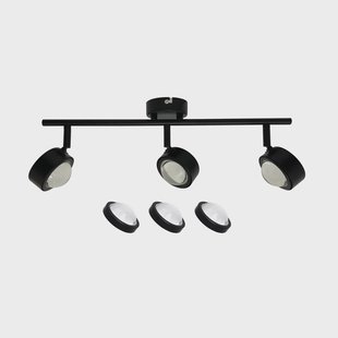Lindby spot Jyla, zwart, lens, 4.200 K, 3-lamps, GX53