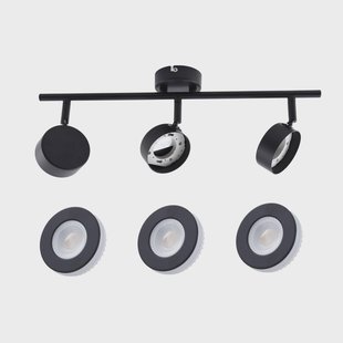 Lindby spot Jyla, zwart, 4.000 K, 3-lamps, GX53