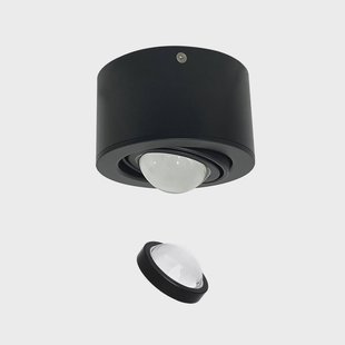 Lindby spot Jyla, zwart, 4.200 K, Ø 13 cm, lens, aluminium