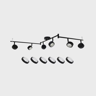 Lindby spot Jyla, zwart, lens, 3.000 K, 6-lamps, GX53