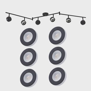 Lindby spot Jyla, zwart, 4.000 K, 6-lamps, GX53