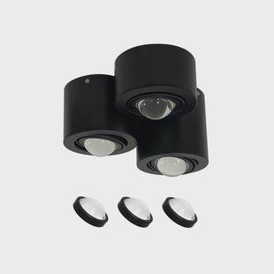 Lindby plafondspot Jyla, zwart, 3000 K, 3-lamps, lens, GX53