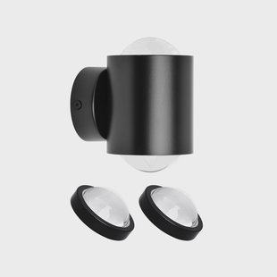 Lindby wandspot Jyla, zwart, 3.000 K, omhoog/omlaag, lens