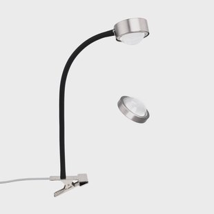 Lindby klemlamp Jyla nikkel/zwarte lens 3000K flexibele arm