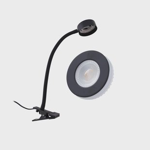 Lindby klemlamp Jyla, zwart, 4000K, flexibele arm, GX53