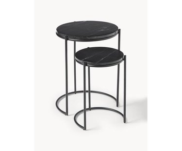 Marmeren bijzettafels Ella, 2-delig