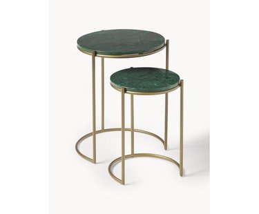 Marmeren bijzettafels Ella, set van 2