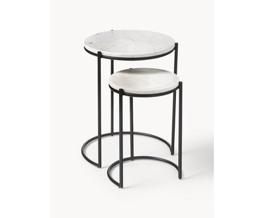Marmeren bijzettafels Ella, set van 2