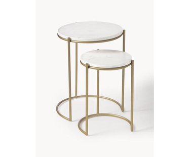 Marmeren bijzettafels Ella, 2-delig