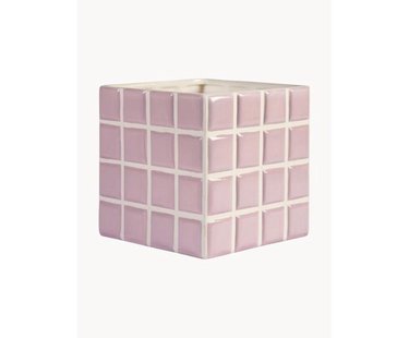 Kleine plantenpot Tile van dolomietsteen met tegellook Kleine plantenpot Tile van dolomietsteen met tegellook