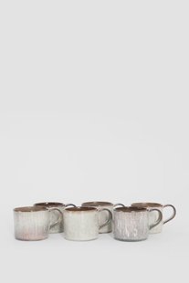 Beige met blauwe keramieken mok met oor