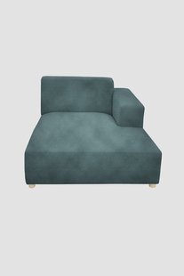 Earl velvet chaise longue rechts Juke grijs blauw