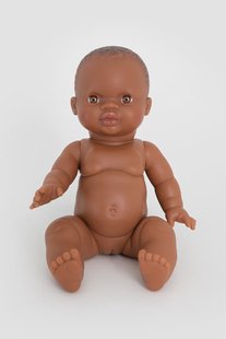 Pop met bruine ogen en zonder haar