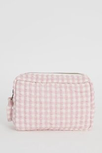 Lichtpaarse geblokte toilettas