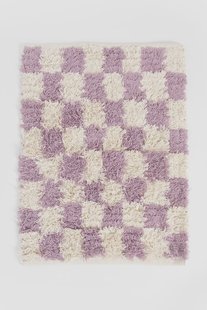 Lila geblokte badmat