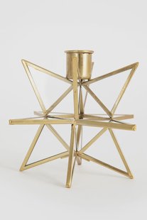 Goudkleurige kandelaar in ster vorm van glas en metaal