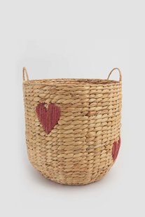 Mand van hyacinth met rode ingeweven hartjes medium