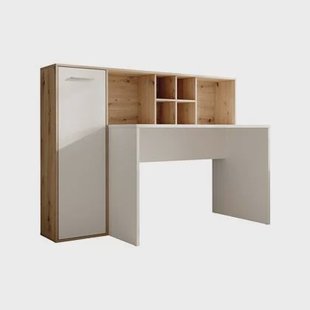 Meubella - Bureau Elze - Eiken - Wit - 158 cm