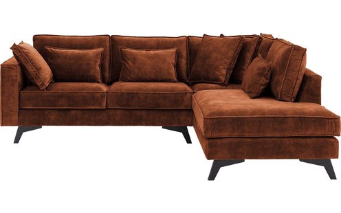 Goossens Bank Chambre bruin, stof, 2-zits, elegant chic met ligelement rechts