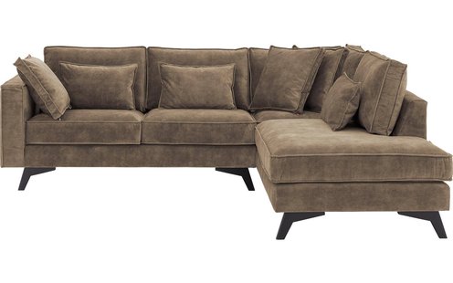 Goossens Bank Chambre bruin, stof, 2-zits, elegant chic met ligelement rechts