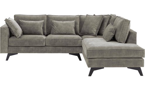 Goossens Bank Chambre grijs, stof, 2-zits, elegant chic met ligelement rechts