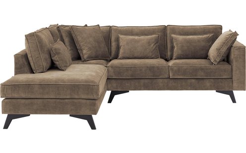 Goossens Bank Chambre bruin, stof, 2-zits, elegant chic met ligelement links