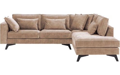 Goossens Bank Chambre bruin, stof, 3-zits, elegant chic met ligelement rechts