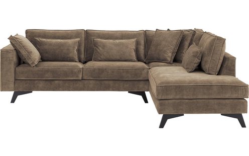 Goossens Bank Chambre bruin, stof, 3-zits, elegant chic met ligelement rechts