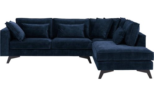 Goossens Bank Chambre blauw, stof, 3-zits, elegant chic met ligelement rechts