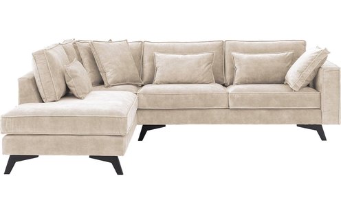 Goossens Bank Chambre beige, stof, 3-zits, elegant chic met ligelement links