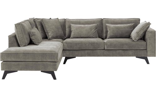 Goossens Bank Chambre grijs, stof, 3-zits, elegant chic met ligelement links