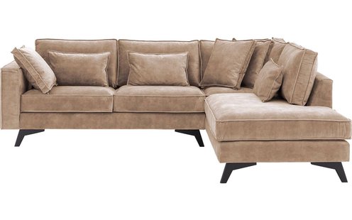 Goossens Bank Chambre bruin, stof, 2,5-zits, elegant chic met ligelement rechts