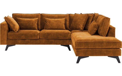 Goossens Bank Chambre geel, stof, 2,5-zits, elegant chic met ligelement rechts