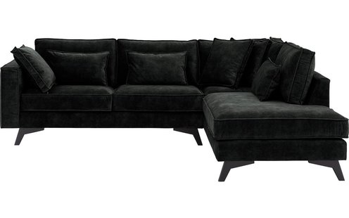 Goossens Bank Chambre zwart, stof, 2,5-zits, elegant chic met ligelement rechts