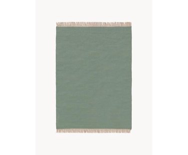 Handgeweven wollen vloerkleed Liv met franjes