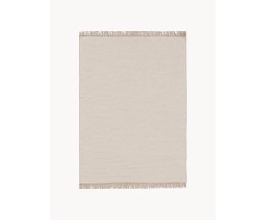 Handgeweven wollen vloerkleed Liv met franjes