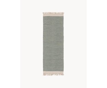 Handgeweven wollen loper Kim met franjes