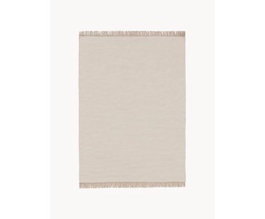 Handgeweven wollen vloerkleed Liv met franjes