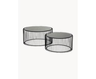 Salontafels Wire met glazen tafelblad, 2-delig