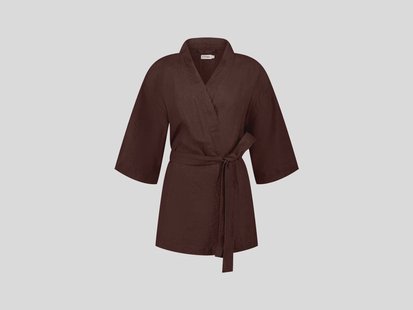 Yumeko Kimono jasje gewassen linnen rosewood S 100% gewassen linnen
