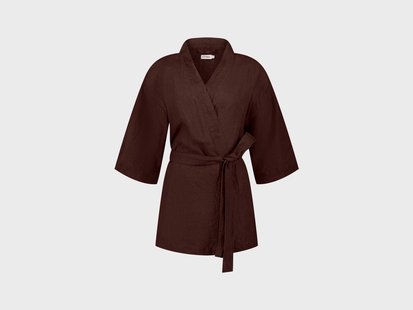 Yumeko Kimono jasje gewassen linnen rosewood M 100% gewassen linnen