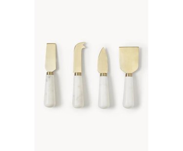 Kaasmessen Agata met marmeren handvat, 4-delig