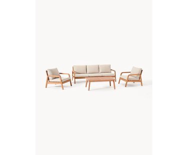 Tuin loungeset Bergen van eucalyptushout, 4-delig