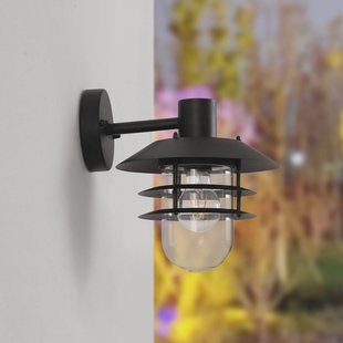 Lindby Meliora buitenwandlamp, zwart, ijzer, IP44, E27 Lindby Meliora buitenwandlamp, zwart, ijzer, IP44, E27