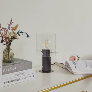 Lucande tafellamp Eirian, zwart, glas, Ø 14 cm, E27