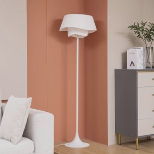 Lindby vloerlamp Eryndor, wit, textiel, Ø 47 cm, E27