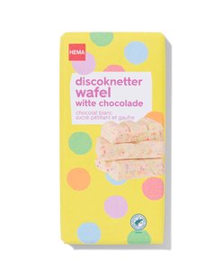 HEMA Chocoladereep wit discoknetter wafel 180gram