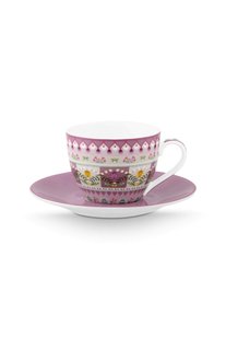 Pip Studio Lily & Lotus Espresso Kop & Schotel Lila Pip Studio Lily & Lotus Espresso Kop & Schotel Lila