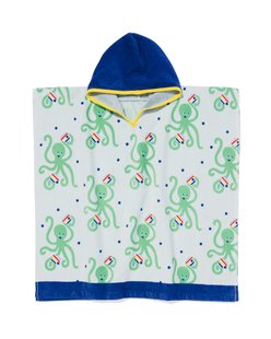 HEMA Kinder strandponcho 60x60cm octopus (blauw)