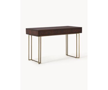 Bureau Luca van mangohout met visgraat-patroon